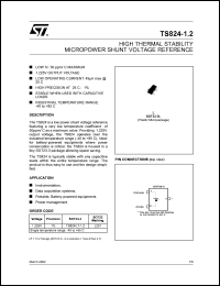 TS824ILT-1.2 datasheet: HIGH THERMAL STABILITY MICROPOWER SHUNT VOLTAGE REFERENCE TS824ILT-1.2