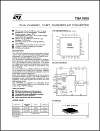 TSA1005-20IF datasheet: DUAL CHANNEL, 10 BIT, 20/40MSPS A/D CONVERTER TSA1005-20IF