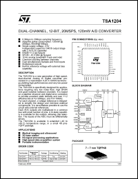 TSA1204IF datasheet: DUAL CHANNEL, 12-BIT, 20MSPS, 120MW, A/D CONVERTER TSA1204IF