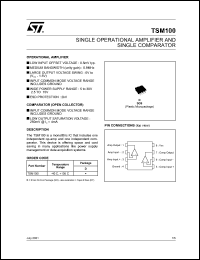 TSM100ID datasheet: SINGLE OPERATIONAL AMPLIFIER AND SINGLE COMPARATOR TSM100ID