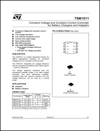TSM1011AIDT datasheet: CONSTANT VOLTAGE AND CONSTANT CURRENT CONTROLLER FOR BATTERY CHARGERS AND ADAPTORS TSM1011AIDT