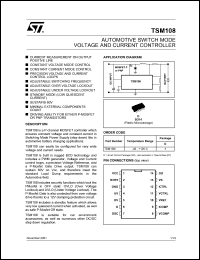 TSM108 datasheet: AUTOMOTIVE SWITCH MODE VOLTAGE & CURRENT CONTROLLER TSM108