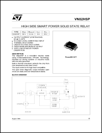 VN02HSP13TR datasheet: HIGH SIDE SMART POWER SOLID STATE RELAY VN02HSP13TR