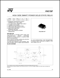 VN31SP13TR datasheet: ISO HIGH SIDE SMART POWER SOLID STATE RELAY VN31SP13TR