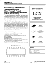 MC74LCX573DWR2 datasheet: Low-Voltage CMOS Octal Transparent Latch Flow Through Pinout, 3-State, Non-Inverting with MC74LCX573DWR2