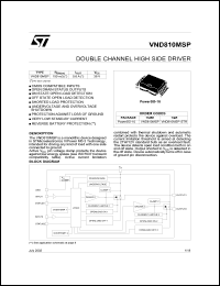 VND810MSP datasheet: DOUBLE CHANNEL HIGH SIDE DRIVER VND810MSP