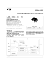 VND810SP datasheet: DOUBLE CHANNEL HIGH SIDE DRIVER VND810SP