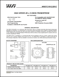 WS57C191C datasheet: WS57C191C/291C HIGH SPEED 2K X 8 CMOS PROM/RPROM WS57C191C