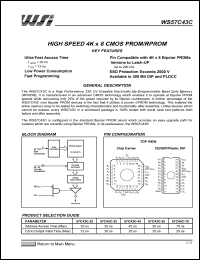 WS57C43C datasheet: WS57C43C HIGH SPEED 4K X 8 CMOS PROM/RPROM WS57C43C