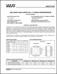 WS57C43C- datasheet: WS57C43C MILITARY HIGH SPED 4K X 8 CMOS PROM/RPROM WS57C43C-