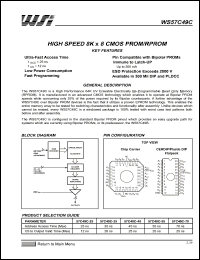 WS57C49C datasheet: WS57C49C HIGH SPEED 8K X 8 CMOS PROM/RPROM WS57C49C