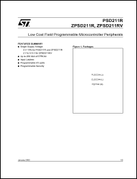 ZPSD211R datasheet: PSD211R/ZPSD211R FAMILY LOW COST MICROCONTROLLER PERIPHERALS ZPSD211R
