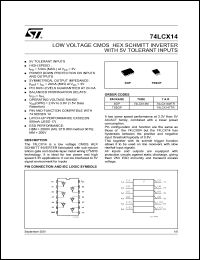 74LCX14MTR datasheet: CMOS HEX SCHMITT INVERTER WITH 5V TOLERANT INPUT 74LCX14MTR