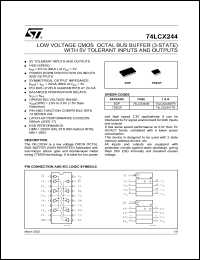 74LCX244M datasheet: LOW VOLTAGE CMOS OCTAL BUS BUFFER (3-STATE) WITH 5V TOLERANT INPUTS AND OUTPUTS 74LCX244M