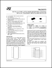 74LCX373TTR datasheet: D-TYPE LATCH NON INVERTING WITH 5V TOLERANT INPUT AND OUTPUT 74LCX373TTR