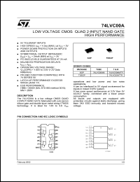 74LVC00AMTR datasheet: LOW VOLTAGE CMOS QUAD 2-INPUT NAND GATE HIGH PERFORMANCE 74LVC00AMTR