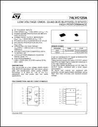 74LVC125ATTR datasheet: LOW VOLTAGE CMOS QUAD BUS BUFFERS HIGH PERFORMANCE 74LVC125ATTR