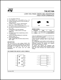 74LVC14AM datasheet: LOW VOLTAGE CMOS HEX INVERTER HIGH PERFORMANCE 74LVC14AM