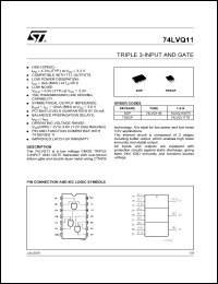 74LVQ11TTR datasheet: TRIPLE 3-INPUT AND GATE 74LVQ11TTR