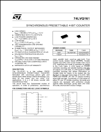 74LVQ161M datasheet: SYNCHRONOUS PRESETTABLE 4-BIT COUNTER 74LVQ161M