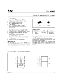74LVQ20TTR datasheet: DUAL 4-INPUT NAND GATE 74LVQ20TTR