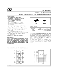 74LVQ541TTR datasheet: OCTAL BUS BUFFER WITH 3-STATE OUTPUTS (NON INVERTED) 74LVQ541TTR