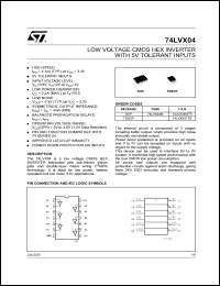 74LVX04MTR datasheet: LOW VOLTAGE CMOS HEX INVERTER 74LVX04MTR