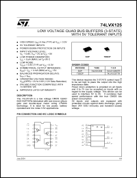 74LVX125M datasheet: LOW VOLTAGE QUAD BUS BUFFER (3-STATE) 5V TOLERANT INPUTS 74LVX125M