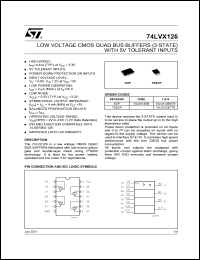 74LVX126MTR datasheet: LOW VOLTAGE CMOS QUAD BUS BUFFERS (3-STATE) WITH 5V TOLERANT INPUTS 74LVX126MTR