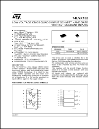 74LVX132TTR datasheet: LOW VOLTAGE QUAD 2-INPUT SCHMITT NAND GATE 74LVX132TTR