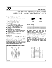 74LVX541MTR datasheet: LOW VOLTAGE CMOS OCTAL BUS BUFFER (3-STATE NON INV.)WITH 5V TOLERANT INPUTS 74LVX541MTR