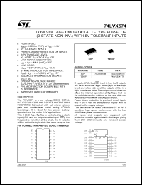 74LVX574MTR datasheet: LOW VOLTAGE OCTAL D-TYPE FLIP FLOP (3-STATE NON INV.) WITH 5V TOLERANT INPUTS 74LVX574MTR