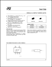 74V1T00STR datasheet: SINGLE 2-INPUT NAND GATE 74V1T00STR