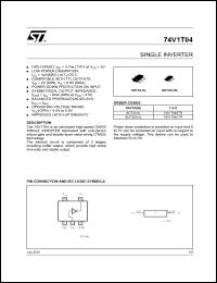 74V1T04CTR datasheet: SINGLE INVERTER 74V1T04CTR