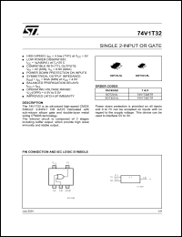 74V1T32STR datasheet: SINGLE 2-INPUT OR GATE 74V1T32STR