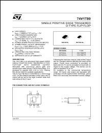 74V1T80STR datasheet: SINGLE POSITIVE EDGE TRIGGERED D-TYPE FLIP-FLOP 74V1T80STR