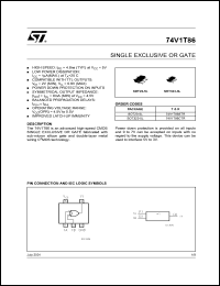 74V1T86CTR datasheet: SINGLE EXCLUSIVE OR GATE 74V1T86CTR