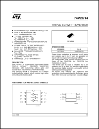 74V2G14CTR datasheet: TRIPLE SHMITT INVERTER 74V2G14CTR