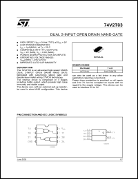 74V2T03STR datasheet: DUAL 2-INPUT OPEN DRAIN NAND GATE 74V2T03STR