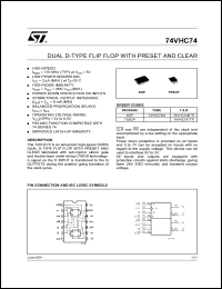 74VHC74MTR datasheet: DUAL D-TYPE FLIP FLOP WITH RESET AND CLEAR 74VHC74MTR