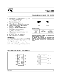 74VHC86MTR datasheet: QUAD EXCLUSIVE OR GATE 74VHC86MTR
