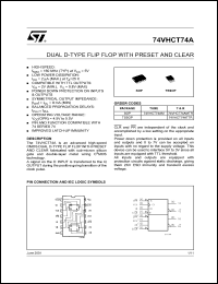 74VHCT74ATTR datasheet: DUAL D-TYPE FLIP FLOP WITH PRESET AND CLEAR 74VHCT74ATTR