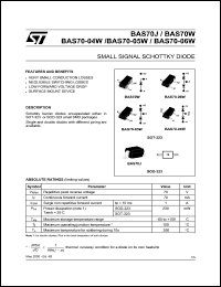 BAS70-06WFILM datasheet: SMALL SIGNAL SCHOTTKY DIODE BAS70-06WFILM