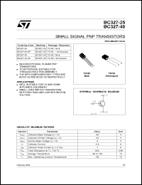 BC327-25 datasheet: SMALL SIGNAL PNP TRANSISTORS BC327-25