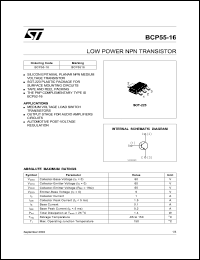 BCP55-16 datasheet: SMALL SIGNAL NPN TRANSISTORS BCP55-16