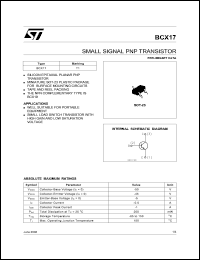 BCX17 datasheet: SMALL SIGNAL PNP TRANSISTOR BCX17