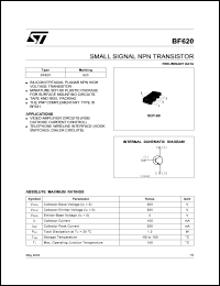 BF620 datasheet: SMALL SIGNAL NPN TRANSISTOR BF620