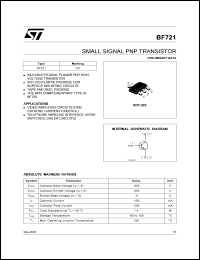 BF721 datasheet: SMALL SIGNAL PNP TRANSISTOR BF721