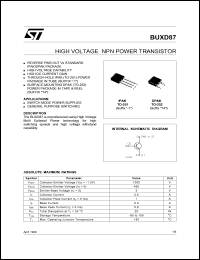 BUXD87 datasheet: HIGH VOLTAGE SILICON POWER TRANSISTOR BUXD87