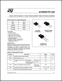 BYW80FP-200 datasheet: HIGH EFFICIENCY FAST RECOVERY RECTIFIER DIODES BYW80FP-200